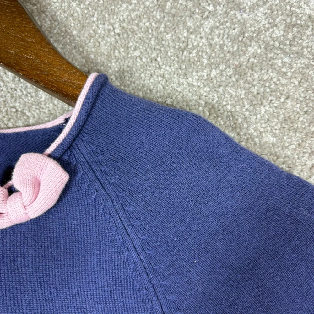 Lilly Pulitzer Girls Navy Blue Pink Striped Bow Knit Sweater Dress Size L 8-10